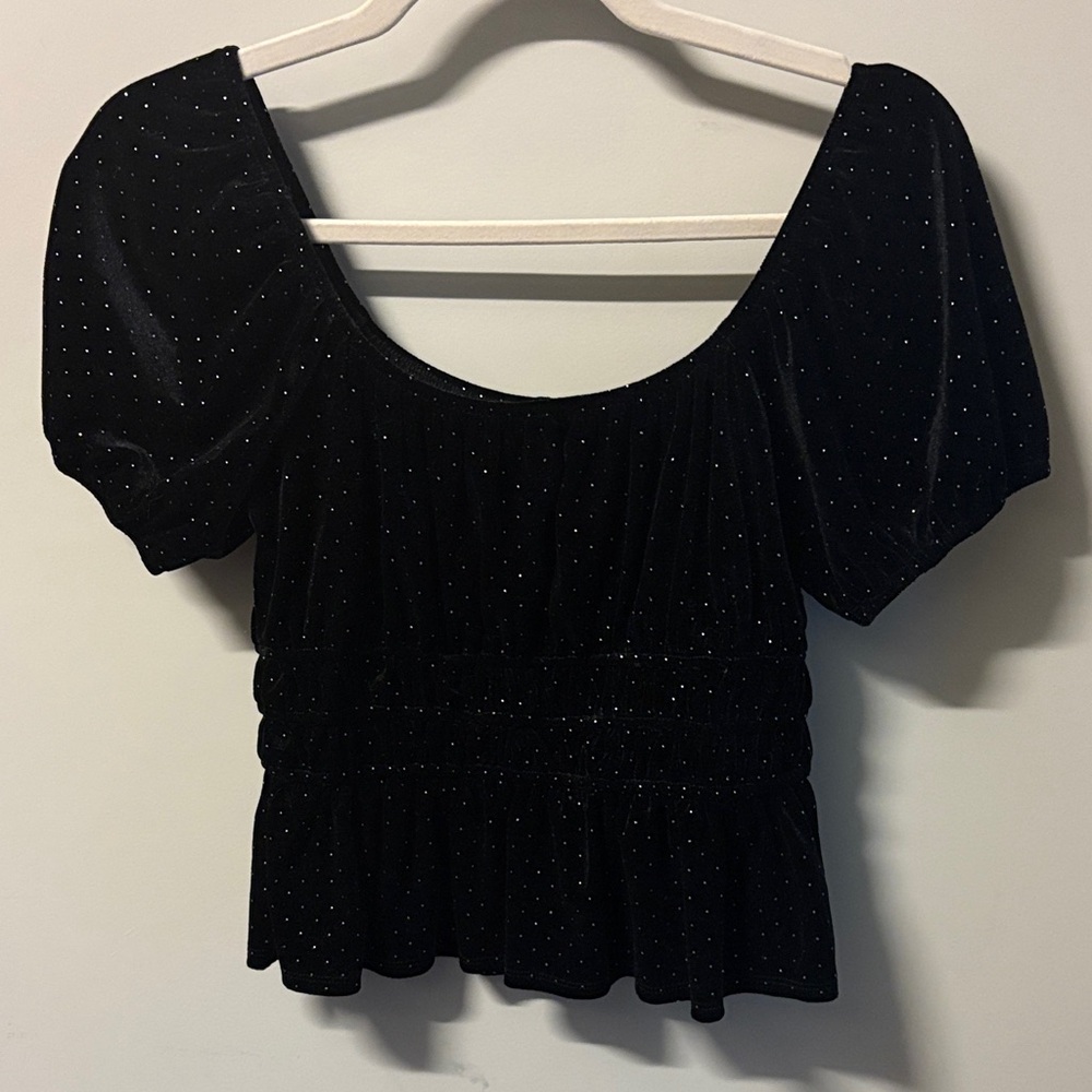 Elegant Black Velvet Women's Top